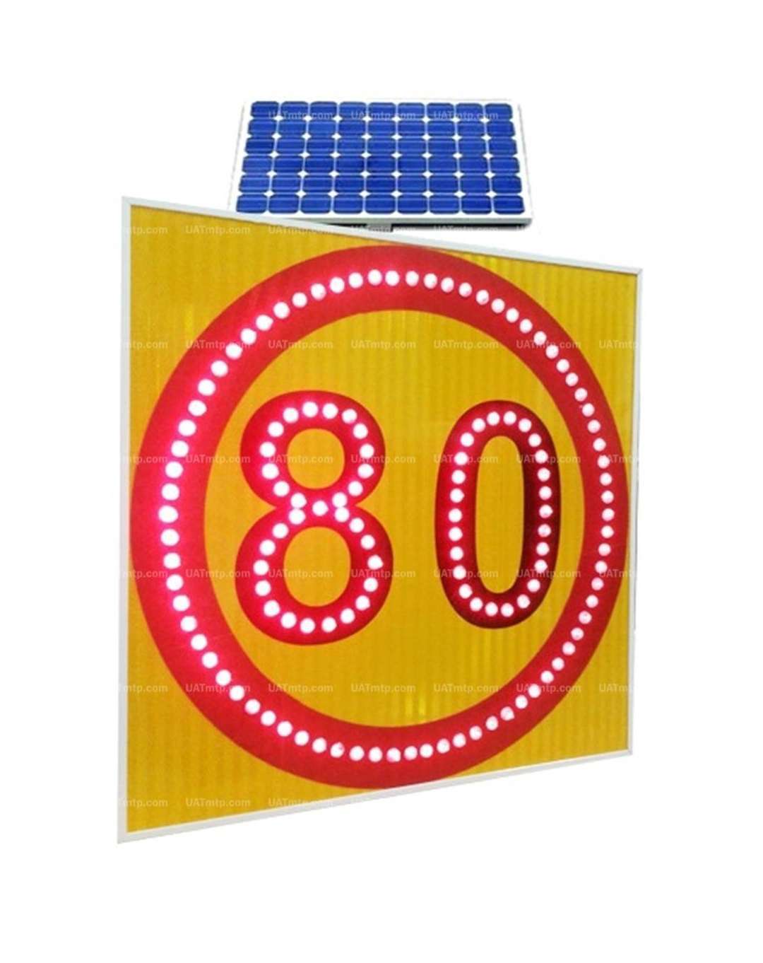 Solar Traffic Speed Limit Sign Red Yellow 90 90 Cm UAT MTP